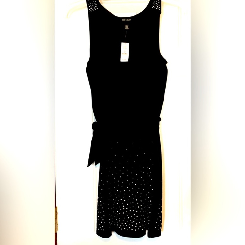 WHBM Lined Tank Dress M Black NWT Embellished Silver Studs Formal Date Cocktail